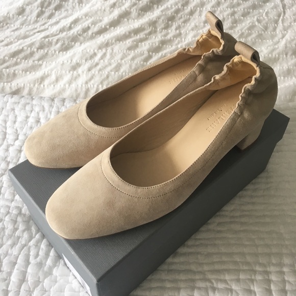 Everlane Shoes - Everlane The Day Heel in Natural Suede